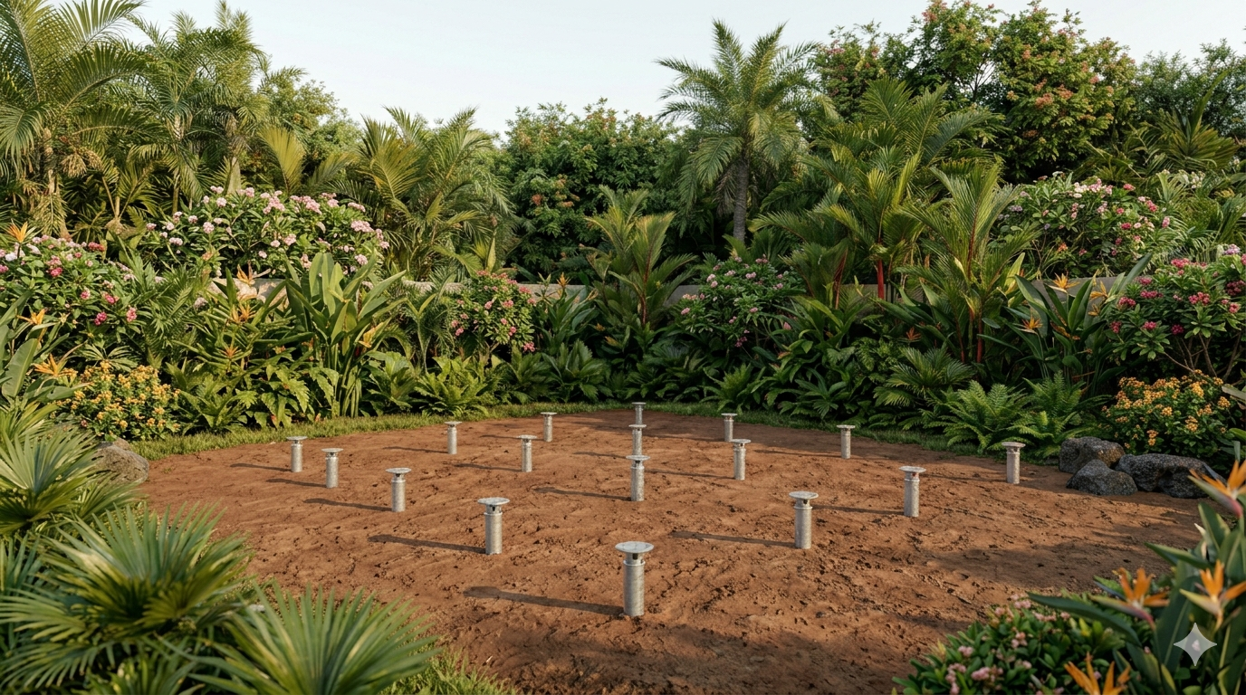 Foundation system installed on Bali site