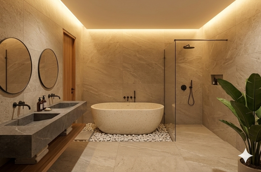 Villa interior — warm lighting and boutique atmosphere
